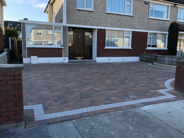 Block Paving Driveway with Raised Flower Bed in Dublin